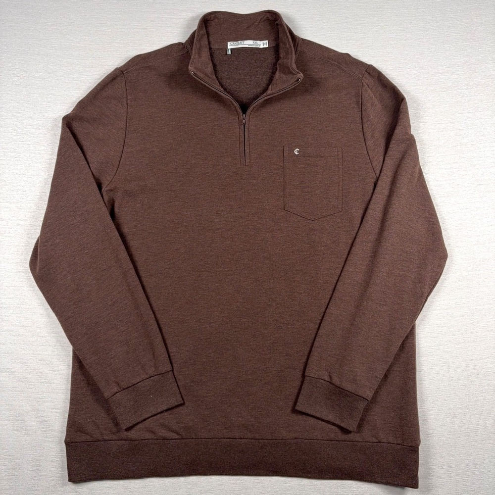 Criquet 1/4 Zip Pullover Mens Size XXL Brown Long Sleeve